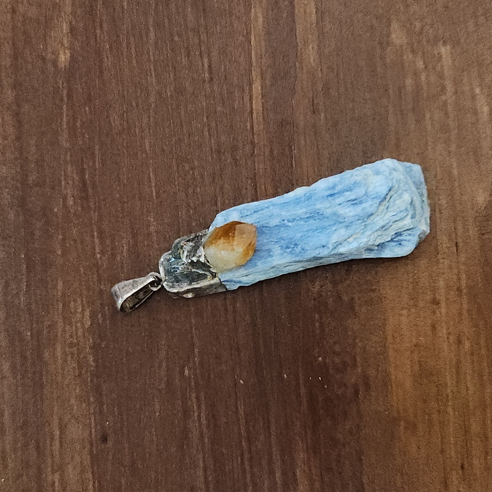 Blue Kyanite Blade & Citrine Charm/Pendant
